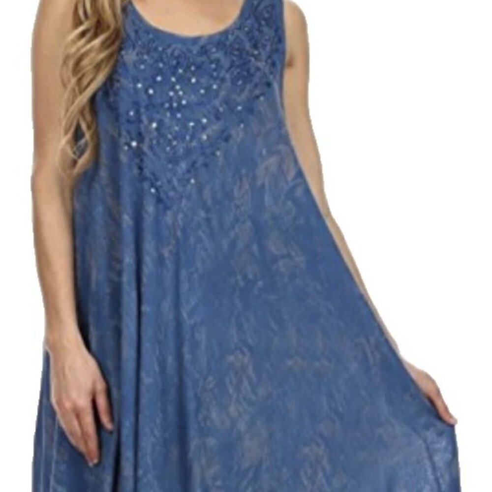 Sakkas Marimo Stonewashed Earrings Sequin Dress On Size Blue